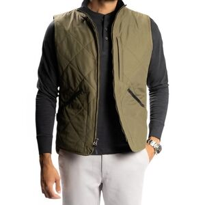 Peter Manning Vest Flatiron Vest 4X Olive Green Quilted Zip Front Cotton Blend